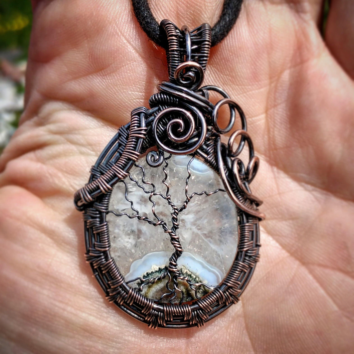 Beautiful Boulder Azurite hot Tree of Life Pendant