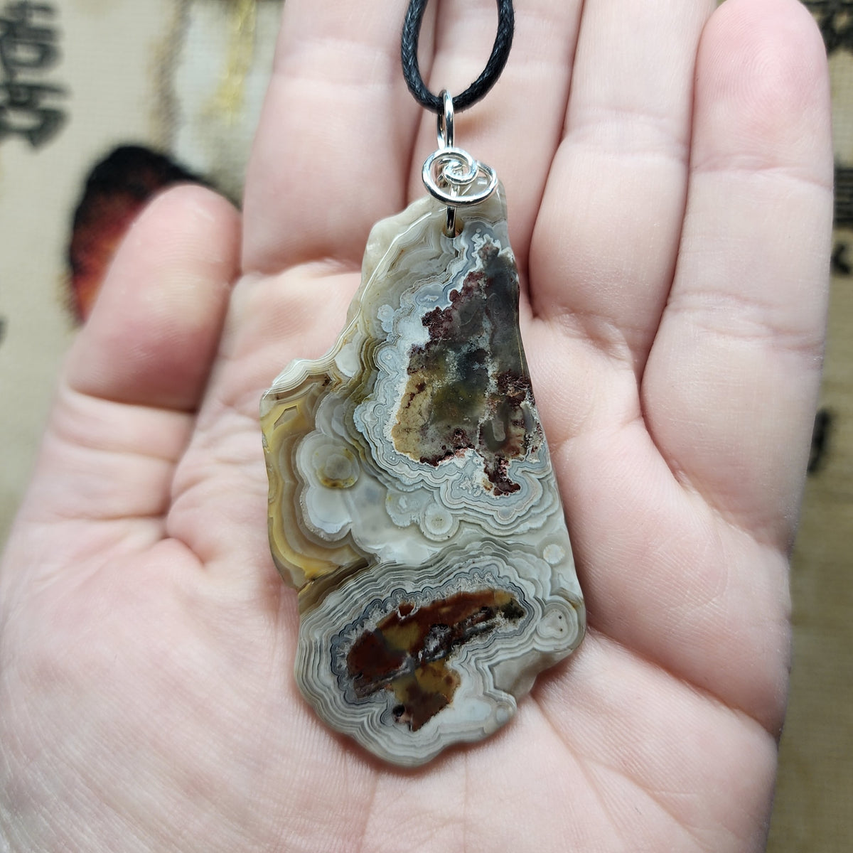 925 Sterling Silver Crazy Agate hotsell Necklace