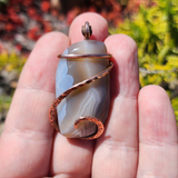 Carnelian Agate Stone Pendant in Copper