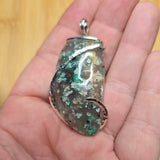 85ct Gem Silica with Native Copper Pendant in Sterling Silver