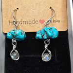 Turquoise and Labradorite Rain Cloud Earrings in Sterling Silver