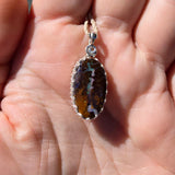 Bold Lightning Strikes Boulder Opal Pendant in Sterling Silver