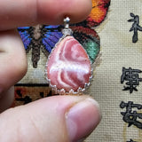 Candy Natural Pink Rhodocrosite Pendant in Sterling Silver