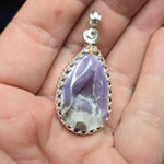 Purple Coyamito Agate Geode and Opal Pendant in Sterling Silver