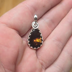 Mexican Fire Agate Pendant Sterling Silver and Rose Gold