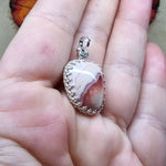 Natural Pink Rhodocrosite Pendant in Sterling Silver