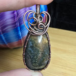 Yellow Green Maury Mountain Moss Agate in Copper Pendant