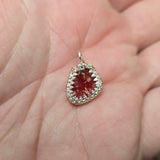 Bold Red Fire Opal Nugget Pendant in Sterling Silver & Rose Gold - Double sided