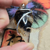 Flowery Black Dendritic Agate in Sterling Silver