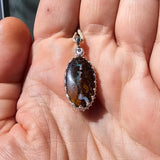 Bold Lightning Strikes Boulder Opal Pendant in Sterling Silver