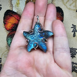 Carved Blue Labradorite Starfish Pendant in Sterling Silver