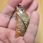 Oregon Graveyard Point Plume Agate Point Pendant Necklace in 14kt Rose Gold Fill