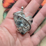 Gem Silica Geode with Native Copper Pendant in Sterling Silver