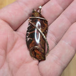 Red and Green Plume Jasper Agate Pendant in 14kt Yellow Gold Fill