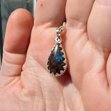 Shimmering Drop Boulder Opal Pendant in Sterling Silver