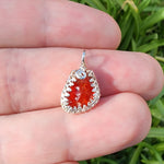 Bold Red Fire Opal Nugget Pendant in Sterling Silver & Rose Gold - Double sided