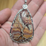 Wonderstone Picture Jasper Tree of Life Pendant Necklace in Sterling Silver