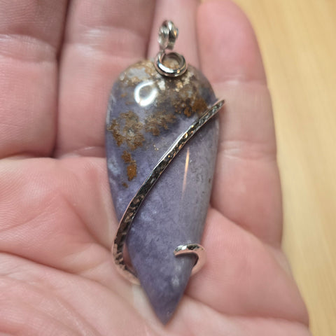 Mossy Burro Creek Agate Pendant in Sterling Silver