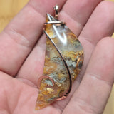 Oregon Graveyard Point Plume Agate Point Pendant Necklace in 14kt Rose Gold Fill