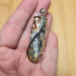 Oregon Bumblebee Marcasite Plume Agate Pendant in Sterling Silver