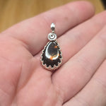 Mexican Fire Agate Pendant Sterling Silver and Rose Gold