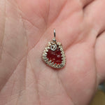 Bold Red Fire Opal Nugget Pendant in Sterling Silver & Rose Gold - Double sided