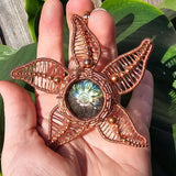 Carved Labradorite Flower Starfish in Copper