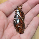 Red and Green Plume Jasper Agate Pendant in 14kt Yellow Gold Fill