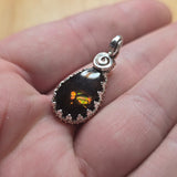 Mexican Fire Agate Pendant Sterling Silver and Rose Gold