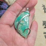 Juicy Green Gem Chrysoprase Pendant Necklace Sterling Silver