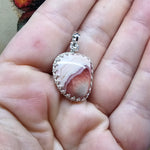 Natural Pink Rhodocrosite Pendant in Sterling Silver