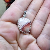 Natural Pink Rhodocrosite Pendant in Sterling Silver