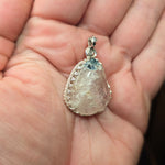 Quartz and Blue Tourmaline in Sterling Silver Pendant Necklace