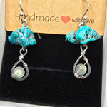 Turquoise and Labradorite Rain Cloud Earrings in Sterling Silver