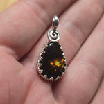 Mexican Fire Agate Pendant Sterling Silver and Rose Gold