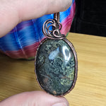 Big Green Maury Mountain Moss Agate in Copper Pendant