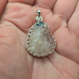 Quartz and Blue Tourmaline in Sterling Silver Pendant Necklace