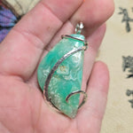 Juicy Green Gem Chrysoprase Pendant Necklace Sterling Silver