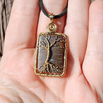 Australian Boulder Opal Tree of Life  Pendant in 14kt Yellow Gold Fill