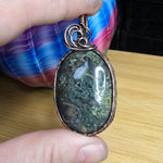 Big Green Maury Mountain Moss Agate in Copper Pendant