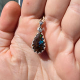 Shimmering Drop Boulder Opal Pendant in Sterling Silver