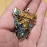 Natural Edge Oregon Graveyard Point Plume Agate Point Pendant Necklace in 14kt Rose Gold Fill