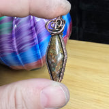 Diamond Shaped Maury Mountain Moss Agate in Copper Pendant