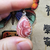 Candy Natural Pink Rhodocrosite Pendant in Sterling Silver