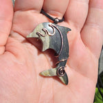 Bumblebee Jasper Dolphin Carving Copper Pendant