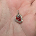 Bold Red Fire Opal Nugget Pendant in Sterling Silver & Rose Gold - Double sided