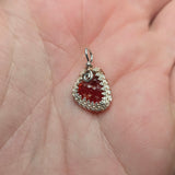 Bold Red Fire Opal Nugget Pendant in Sterling Silver & Rose Gold - Double sided