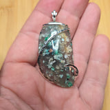 85ct Gem Silica with Native Copper Pendant in Sterling Silver