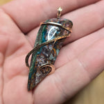 50ct Gem Silica with Native Copper Pendant in Yellow Gold Fill