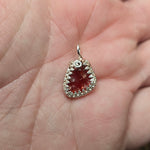 Bold Red Fire Opal Nugget Pendant in Sterling Silver & Rose Gold - Double sided